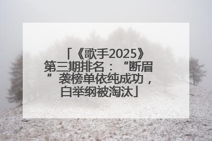 《歌手2025》第三期排名：“断眉”袭榜单依纯成功，白举纲被淘汰