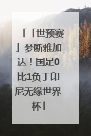 「世预赛」梦断雅加达！国足0比1负于印尼无缘世界杯