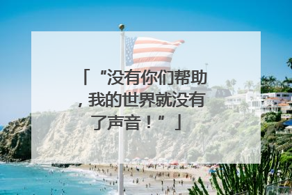 “没有你们帮助，我的世界就没有了声音！”