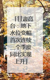 甘肃高台：地下水位变幅首次连续三个季度同比实现上升