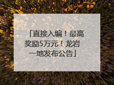 直接入编！最高奖励5万元！龙岩一地发布公告