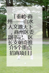 秦岭·商州——山水人文邀天下，商州区委副书记、区长支朝奇推介5个重点招商项目
