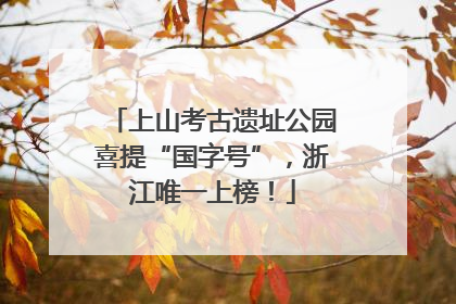 上山考古遗址公园喜提“国字号”，浙江唯一上榜！