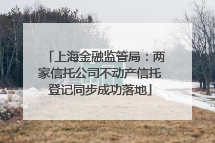 上海金融监管局：两家信托公司不动产信托登记同步成功落地