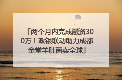 两个月内完成融资300万！政银联动助力成都金堂羊肚菌卖全球