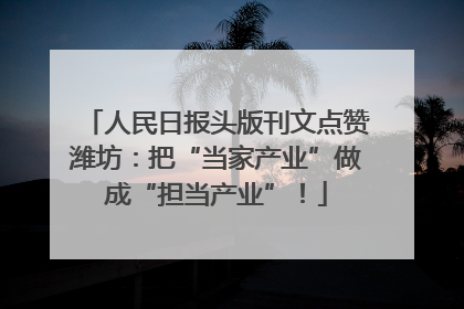 人民日报头版刊文点赞潍坊：把“当家产业”做成“担当产业”！