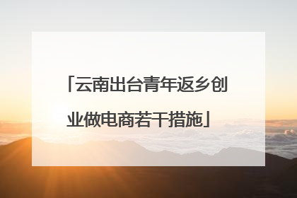 云南出台青年返乡创业做电商若干措施