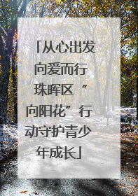 从心出发 向爱而行 珠晖区“向阳花”行动守护青少年成长