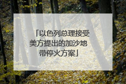 以色列总理接受美方提出的加沙地带停火方案