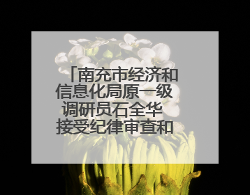 南充市经济和信息化局原一级调研员石全华 接受纪律审查和监察调查