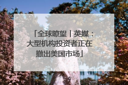 全球瞭望丨英媒：大型机构投资者正在撤出美国市场