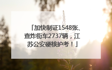 加快制证1548张、查炸街车2737辆，江苏公安硬核护考！