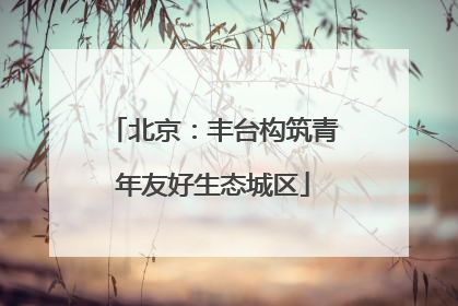 北京：丰台构筑青年友好生态城区