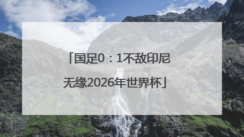 国足0：1不敌印尼 无缘2026年世界杯