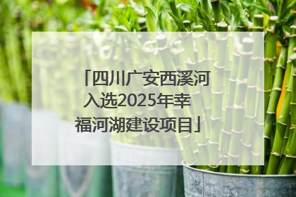 四川广安西溪河入选2025年幸福河湖建设项目