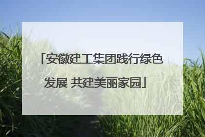 安徽建工集团践行绿色发展 共建美丽家园