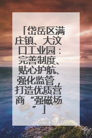 岱岳区满庄镇、大汶口工业园：完善制度、贴心护航、强化监管，打造优质营商“强磁场”