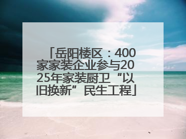 岳阳楼区：400家家装企业参与2025年家装厨卫“以旧换新”民生工程