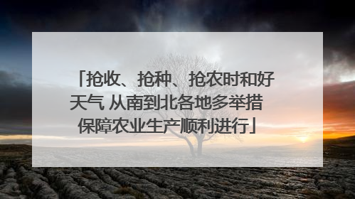 抢收、抢种、抢农时和好天气 从南到北各地多举措保障农业生产顺利进行