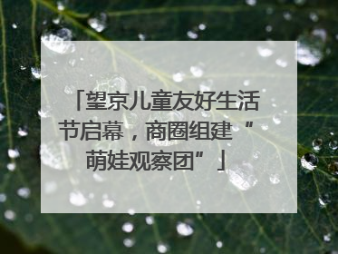 望京儿童友好生活节启幕，商圈组建“萌娃观察团”