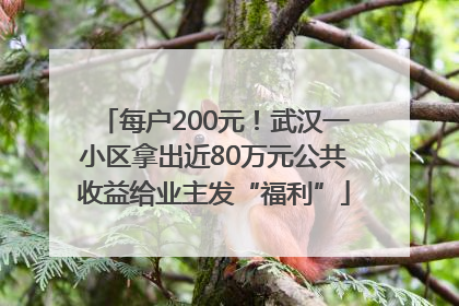 每户200元！武汉一小区拿出近80万元公共收益给业主发“福利”
