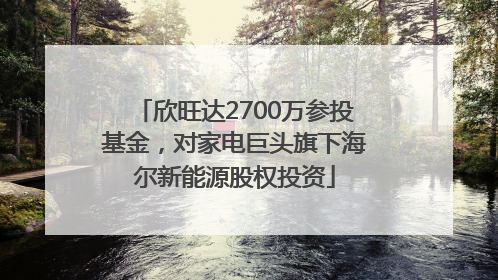 欣旺达2700万参投基金，对家电巨头旗下海尔新能源股权投资