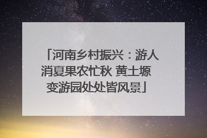 河南乡村振兴：游人消夏果农忙秋 黄土塬变游园处处皆风景