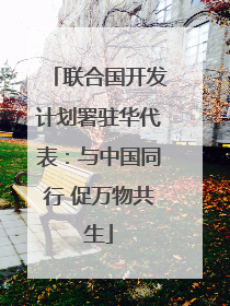 联合国开发计划署驻华代表：与中国同行 促万物共生