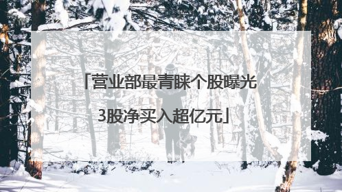 营业部最青睐个股曝光 3股净买入超亿元