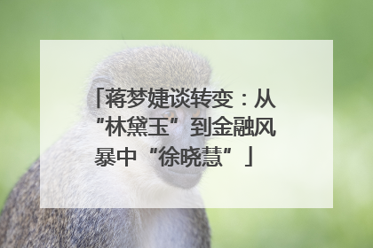 蒋梦婕谈转变：从“林黛玉”到金融风暴中“徐晓慧”