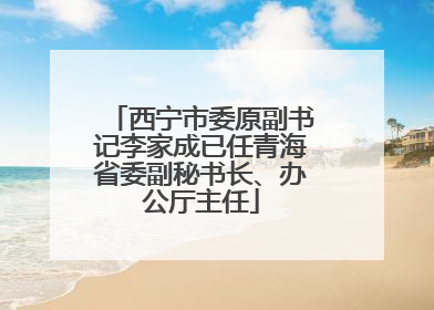 西宁市委原副书记李家成已任青海省委副秘书长、办公厅主任
