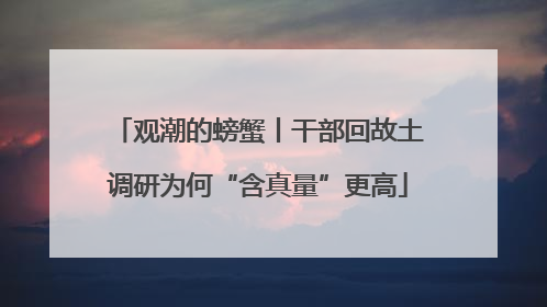 观潮的螃蟹丨干部回故土调研为何“含真量”更高