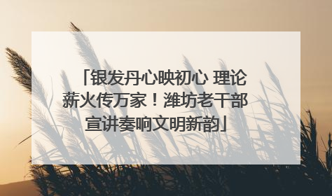 银发丹心映初心 理论薪火传万家！潍坊老干部宣讲奏响文明新韵