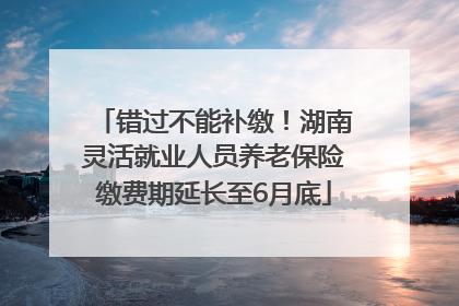错过不能补缴！湖南灵活就业人员养老保险缴费期延长至6月底