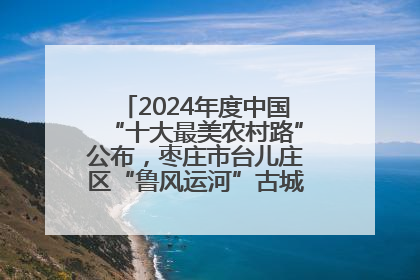 2024年度中国“十大最美农村路”公布，枣庄市台儿庄区“鲁风运河”古城文化廊道上榜！