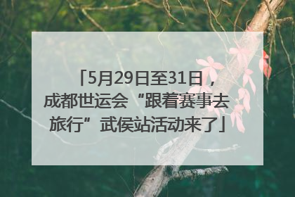 5月29日至31日，成都世运会“跟着赛事去旅行”武侯站活动来了